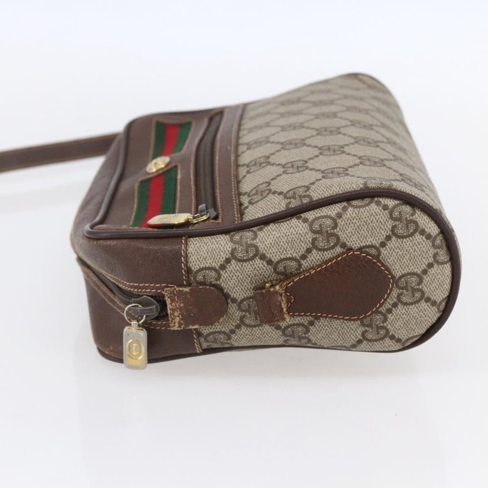 GUCCI GG Supreme Web Sherry Line Bag PVC Beige Gold 56 02 087 Auth 153480 - Picture 4 of 16
